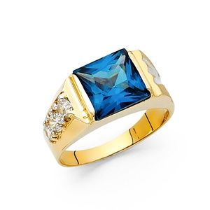 14K Yellow Gold CZ Men's Ring